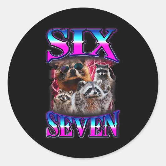 Seven Racoon Bootleg 67 67 Six World Ronde Sticker (Voorkant)