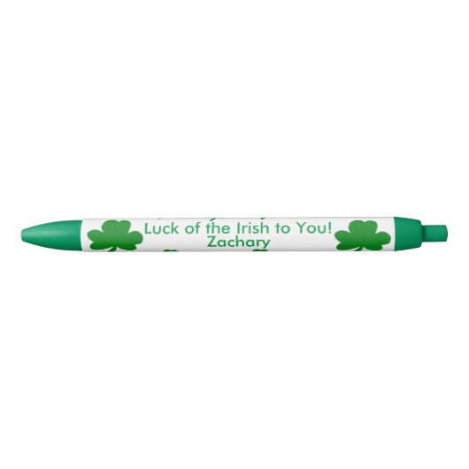 Seven Shamrocks Lucky Irish PERSONALISEREN NAAM Blauwe Inkt Pen (Voorkant)