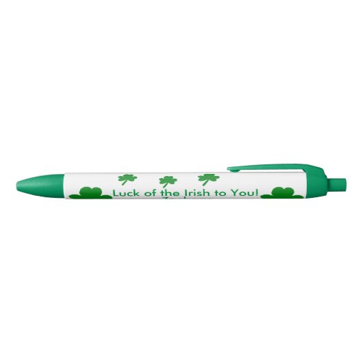 Seven Shamrocks Lucky Irish PERSONALISEREN NAAM Blauwe Inkt Pen (Bovenkant)