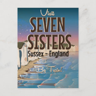 Seven Sisters, Sussex vintage reisposter Briefkaart