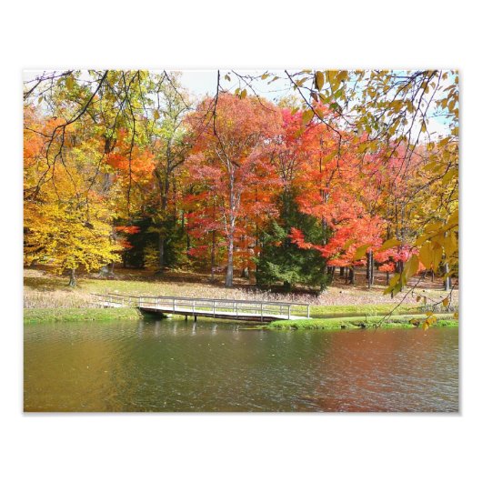 Seven Springs Fall Bridge III Herfstlandschap Foto Afdruk (Voorkant)