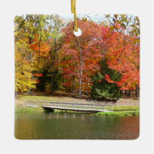 Seven Springs Fall Bridge III Herfstlandschap Keramisch Ornament