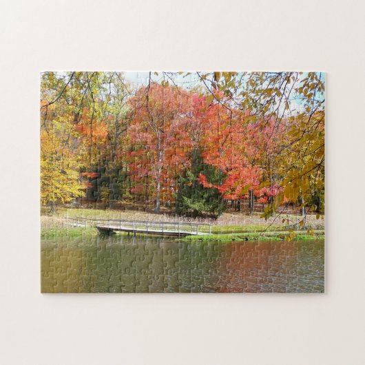 Seven Springs Fall Bridge III Herfstlandschap Legpuzzel (Horizontaal)