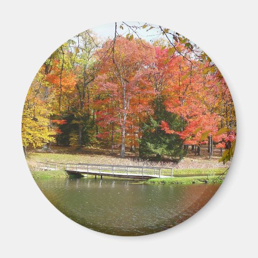 Seven Springs Fall Bridge III Herfstlandschap Magneet (Voorkant)