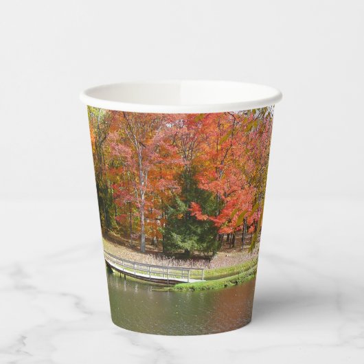 Seven Springs Fall Bridge III Herfstlandschap Papieren Bekers (Links)