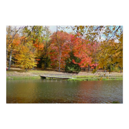 Seven Springs Fall Bridge III Herfstlandschap Perfect Poster (Voorkant)