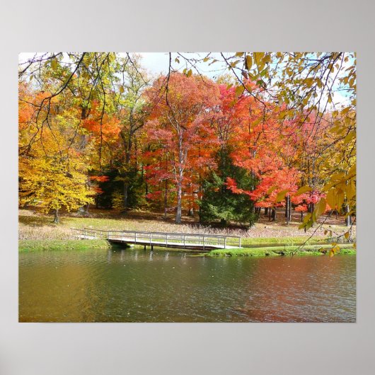Seven Springs Fall Bridge III Herfstlandschap Poster (Voorkant)