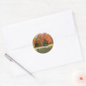 Seven Springs Fall Bridge III Herfstlandschap Ronde Sticker (Envelop)