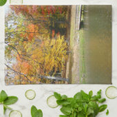 Seven Springs Fall Bridge III Herfstlandschap Theedoek (Gevouwen)