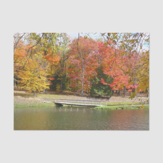 Seven Springs Fall Bridge III Herfstlandschap Tissuepapier (Voorkant)
