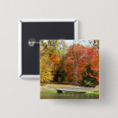 Seven Springs Fall Bridge III Herfstlandschap Vierkante Button 5,1 Cm (Voorkant /achterkant)
