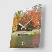 Seven Springs Fall Bridge III Herfstlandschap Vierkante Klok (Hoek)
