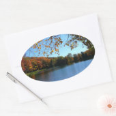Seven Springs Herfst Bomen en Vijver Ovale Sticker (Envelop)