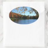Seven Springs Herfst Bomen en Vijver Ovale Sticker (Tas)
