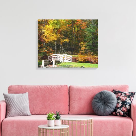 Seven Springs Herfst Bridge I Autumn Landscape Canvas Afdruk (Insitu (Woonkamer))