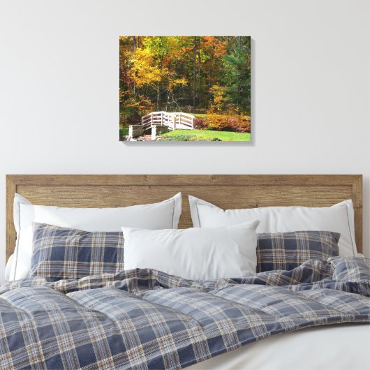 Seven Springs Herfst Bridge I Autumn Landscape Canvas Afdruk (Insitu (Slaapkamer))