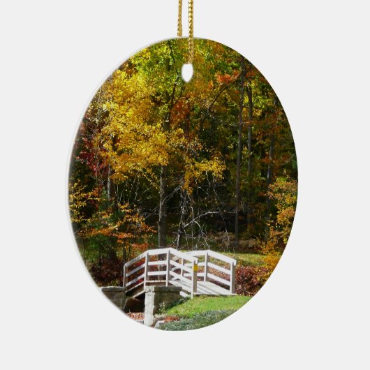 Seven Springs Herfst Bridge I Autumn Landscape Keramisch Ornament (Rechts)