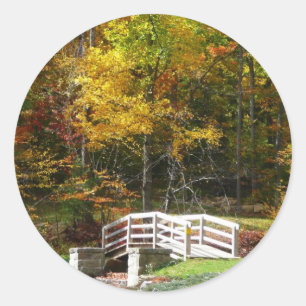 Seven Springs Herfst Bridge I Autumn Landscape Ronde Sticker
