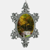 Seven Springs Herfst Bridge I Autumn Landscape Tin Sneeuwvlok Ornament (Links)