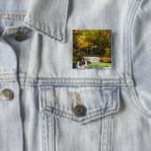 Seven Springs Herfst Bridge I Autumn Landscape Vierkante Button 5,1 Cm (In situ)