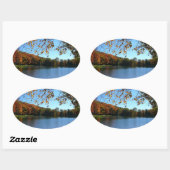 Seven Springs-Herfst Trees en Pond Ovale Sticker (Vel)