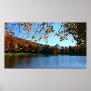Seven Springs-Herfst Trees en Pond Poster