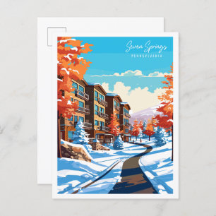 Seven Springs vintage reisillustratie Briefkaart