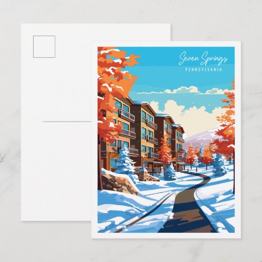 Seven Springs vintage reisillustratie Briefkaart (Voorkant / Achterkant)