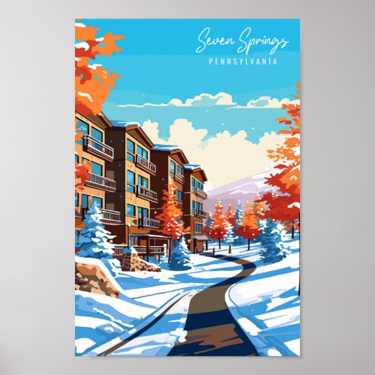 Seven Springs vintage reisillustratie Poster (Voorkant)