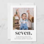 Seven Square Photo First Birthday Invitation Kaart (Voorkant)