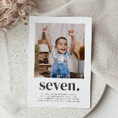 Seven Square Photo First Birthday Invitation Kaart