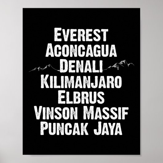 Seven Summits Geschenk Bergtoppen Van De Wereld Cl Poster (Voorkant)
