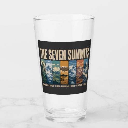 Seven Summits Mountain Landmarks Illustration Glas (Voorkant)
