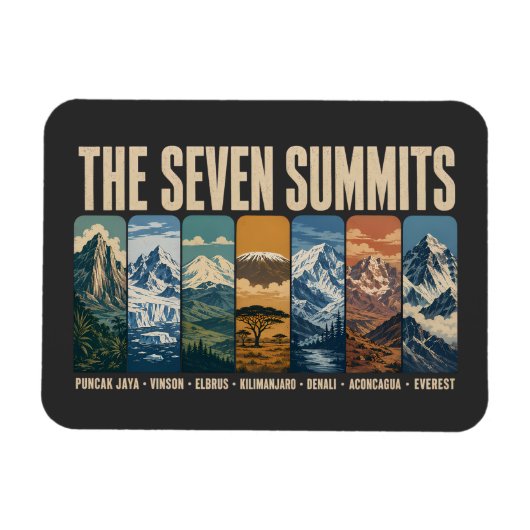 Seven Summits Mountain Landmarks Illustration Magneet (Horizontaal)