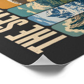 Seven Summits Mountain Landmarks Illustration Poster (Hoek)