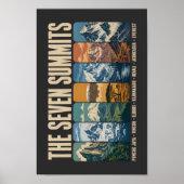 Seven Summits Mountain Landmarks Illustration Poster (Voorkant)