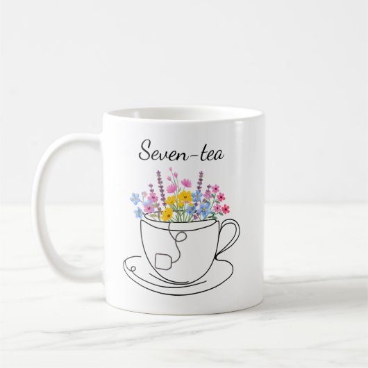 Seven-Tea 70th Birthday Whimsical Fun Floral   Koffiemok (Links)
