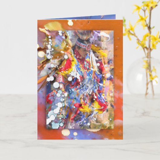 SEVEN WOLF SPIRITS NATIVE AMERICAN DANCER KAART (Gele Bloem)