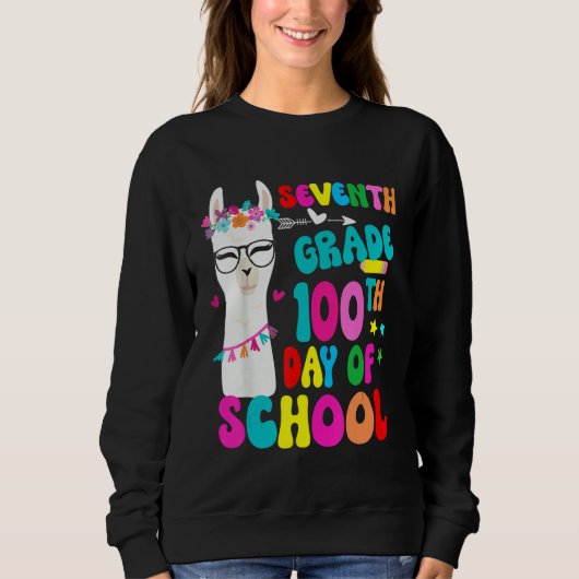 Seventh Grade 100 Days Smarter No Prob Llama Teach Trui (Voorkant)