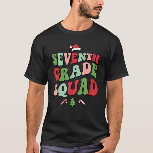 Seventh Grade Squad Xmas Groovy Family Christmas P T-shirt (Voorkant)