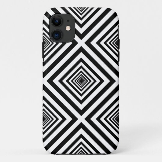 Seventies Black White Squares Mosaic Art Patroon Case-Mate iPhone Case (Achterkant)