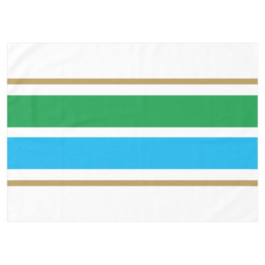 Seventies Sky Blue Green Racing Stripes op wit Tafelkleed (Voorkant (Horizontaal))
