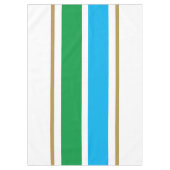 Seventies Sky Blue Green Racing Stripes op wit Tafelkleed (Voorkant)