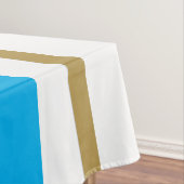 Seventies Sky Blue Green Racing Stripes op wit Tafelkleed (Voorbeeld)