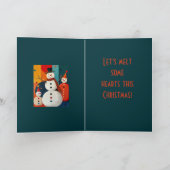 Seventies Style Snowmen Retro Modern Christmas  Kaart (Binnen)