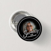 Seventy 70th Birthday photo script silver black Ronde Button 3,2 Cm (Voorkant /achterkant)