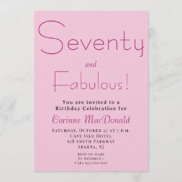 Seventy and Fabulous Blush Pink 70th Birthday Kaart