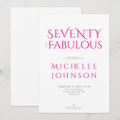 Seventy and Fabulous Minimal 70th Birthday Party Kaart (Voorkant / Achterkant)