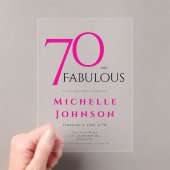 Seventy and Fabulous Minimal Pink 70th Birthday Acryl Uitnodigingen (Insitu (Draagbaar))