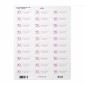 Seventy and Fabulous Minimal Pink 70th Birthday Etiket (Full Sheet)